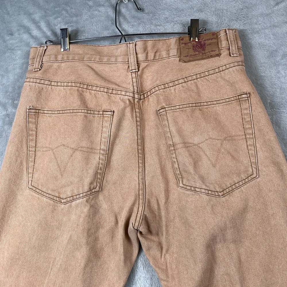 VTG Members Property Mens W36 L34 Jeans Canvas Workwear Carpenter Tan Cotton Y2K